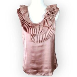 ALLISON TAYLOR BLUSH RUFFLE BLOUSE SZ.S EUC.